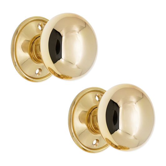 Cottage Large 50mm Rim/Mortice Door Knob Polished Brass