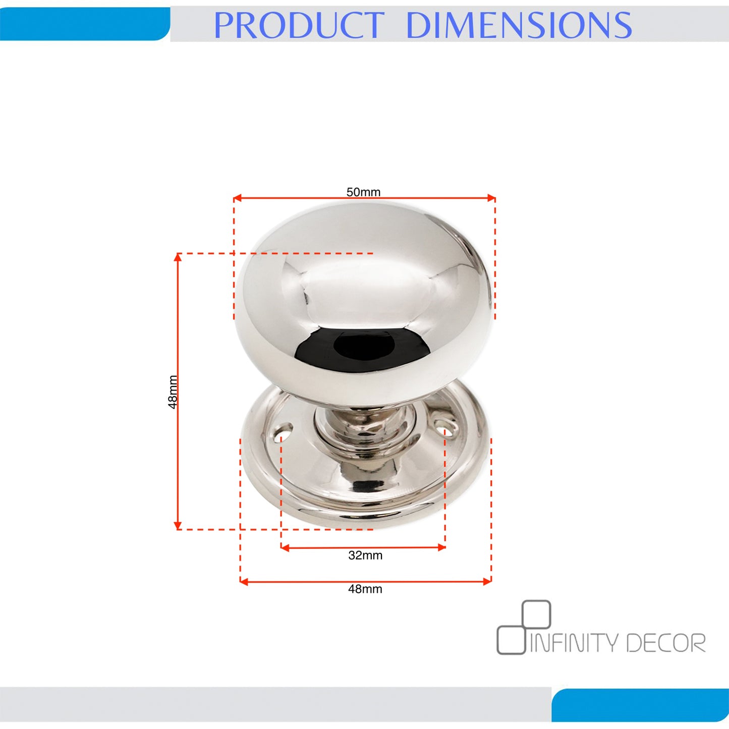 Cottage Large Rim Door Knob Polished Nickel Home Decor