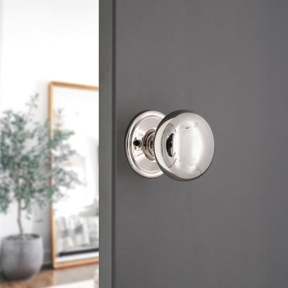 Cottage Large Rim Door Knob Polished Nickel Home Decor