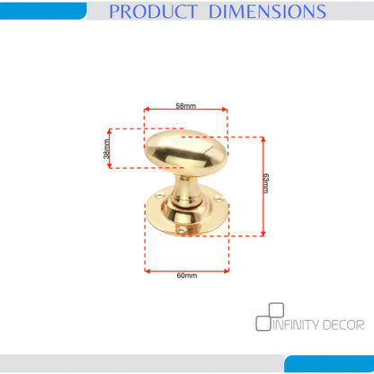 Oval Mortice Door Knob Polished Brass Home Decor
