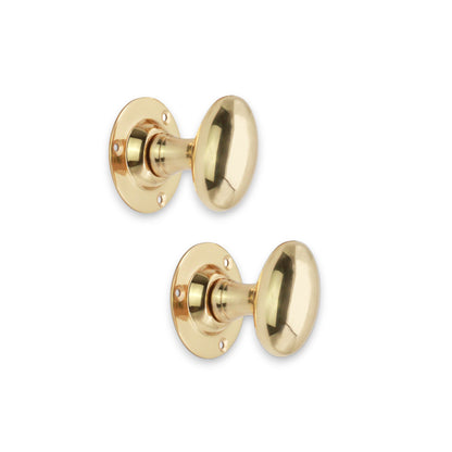 Oval Mortice Door Knob Polished Brass Home Decor