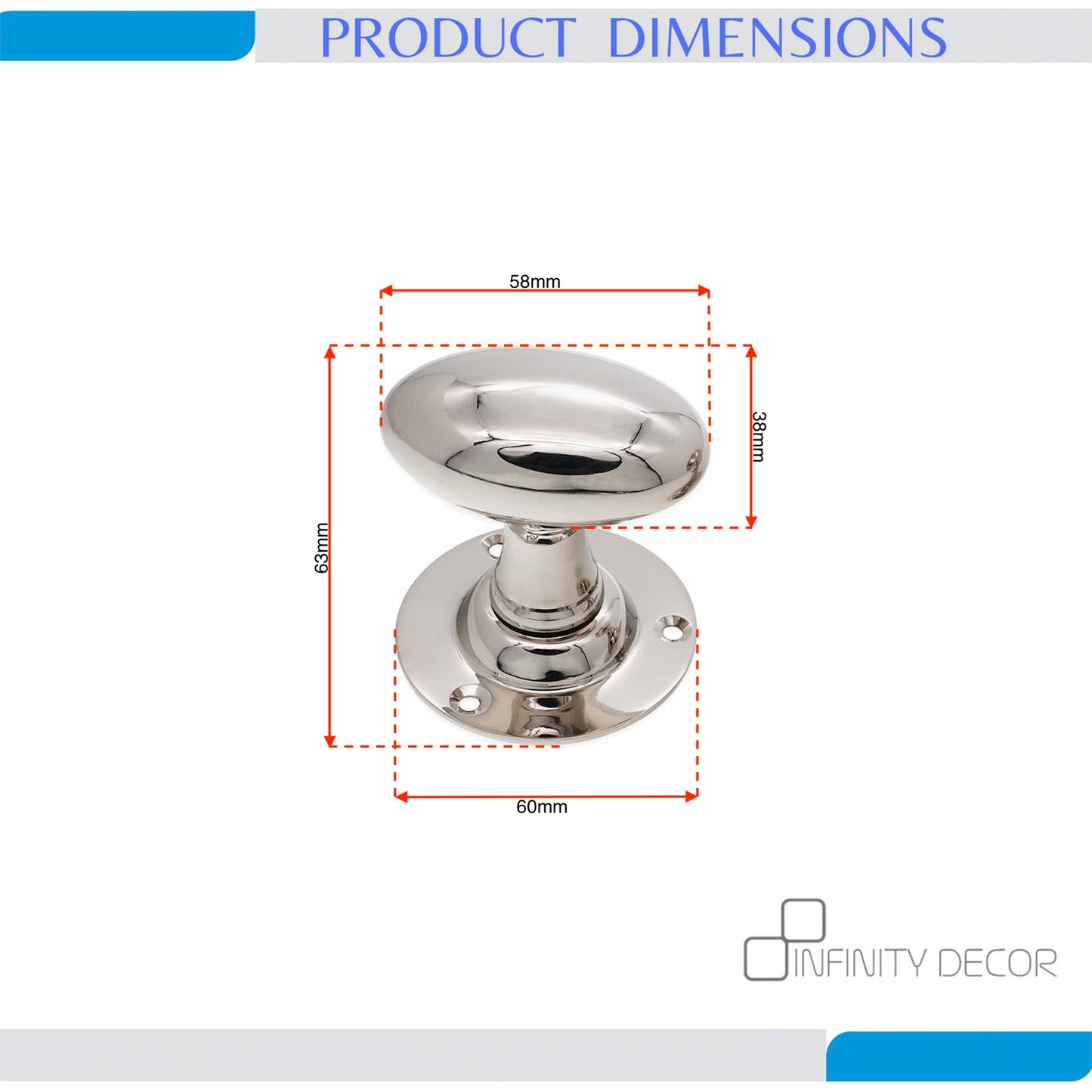 Oval Mortice Door Knob Polished Nickel Home Decor