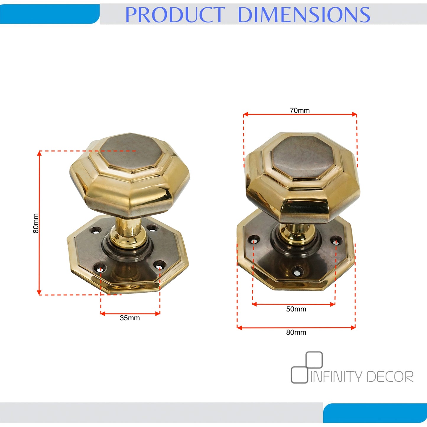 Octagonal Door Knob Home Decor Aged Brass Home Decor