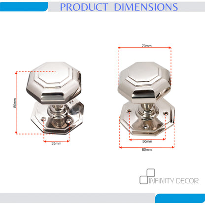 Octagonal Mortice Door Knobs Polished Nickel Home Decor