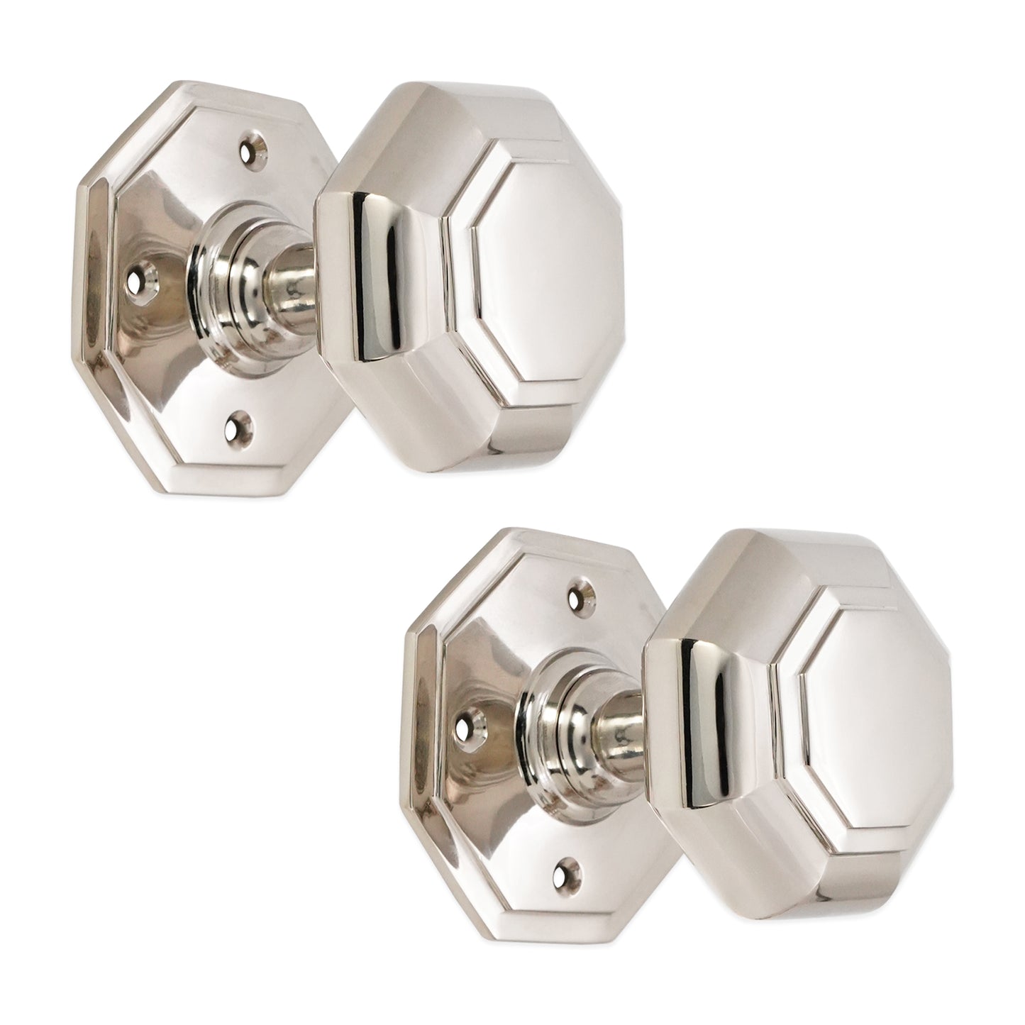 Octagonal Mortice Door Knobs Polished Nickel Home Decor