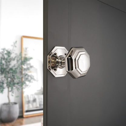 Octagonal Mortice Door Knobs Polished Nickel Home Decor