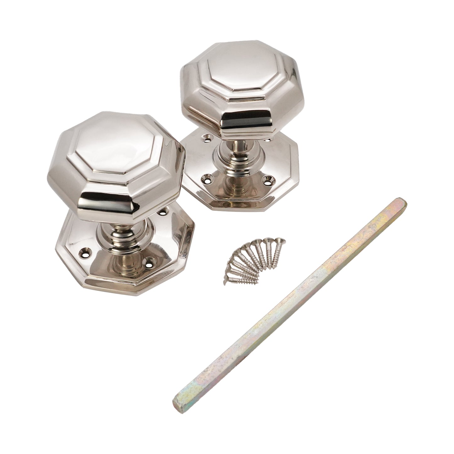 Octagonal Mortice Door Knobs Polished Nickel Home Decor