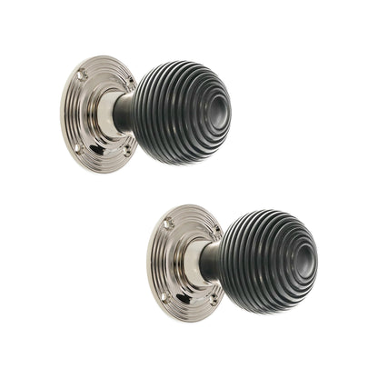 Ebony Beehive Rim Door Knob Polished Nickel Home Decor