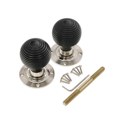 Ebony Beehive Rim Door Knob Polished Nickel Home Decor