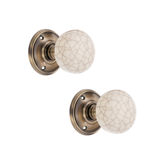 Crackled Porcelain Mortice Door Knob Antique