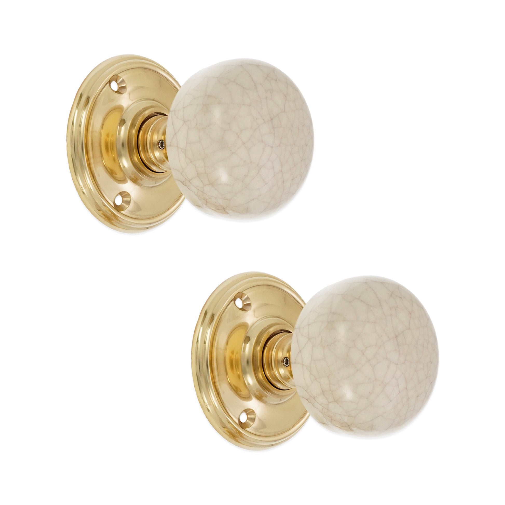 Ceramic Door Knob Polished Brass Home Decor
