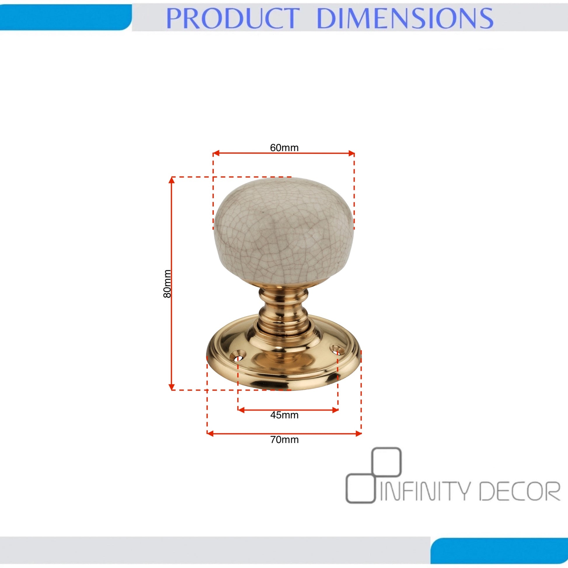Ceramic Door Knob Polished Brass Home Decor