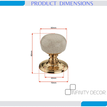 Ceramic Door Knob Polished Brass Home Decor