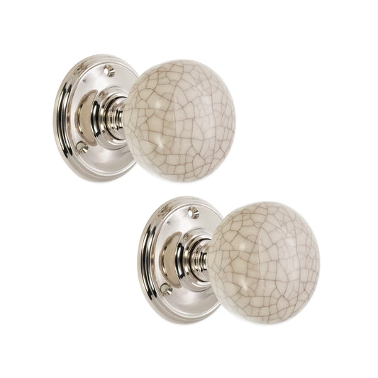 Crackled Porcelain Mortice Door Knob Polished Nickel