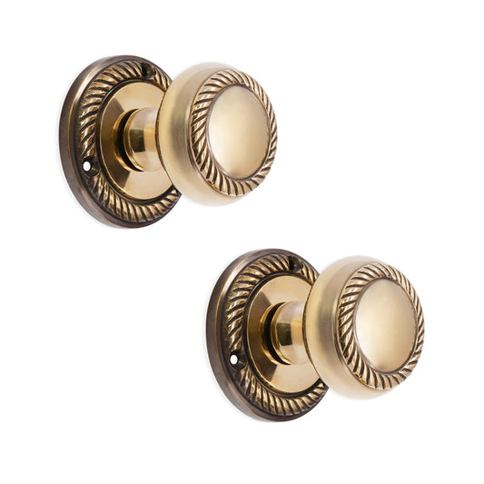 Georgian Mortice Door Knob Aged Brass