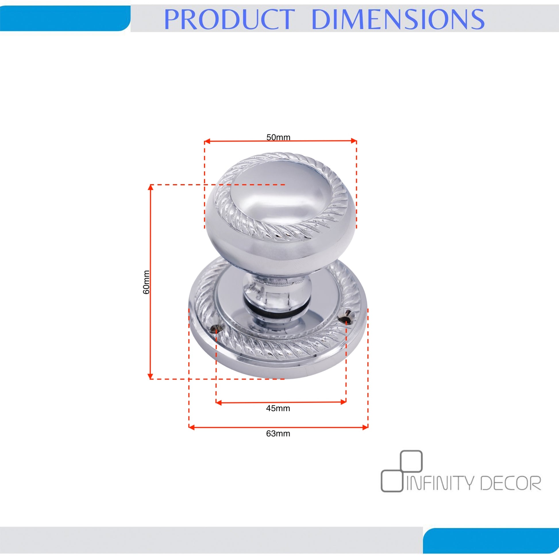 Georgian Door Knob Polished Chrome Home Decor