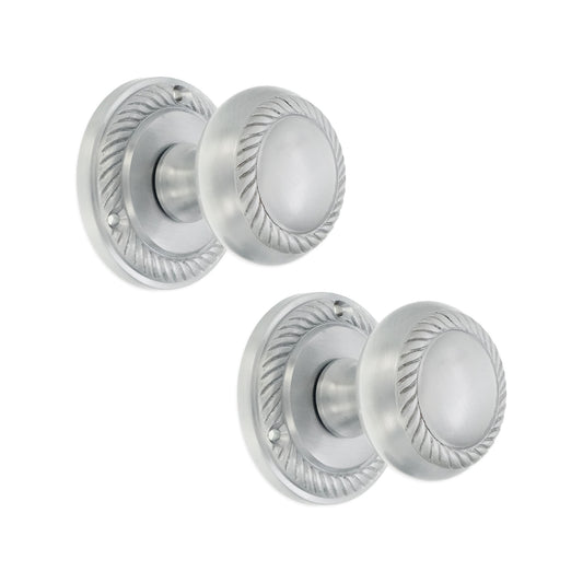 Georgian Mortice Door Knob Satin Chrome