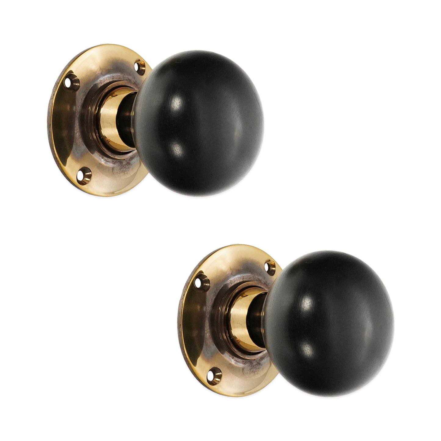 Ebony Bun Rim Door Knob Aged Brass Home Decor