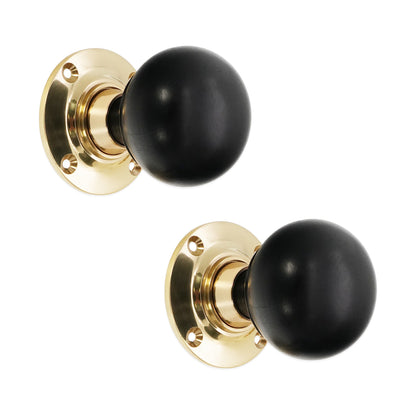 Ebony Bun Door Knob Polished Brass Home Decor