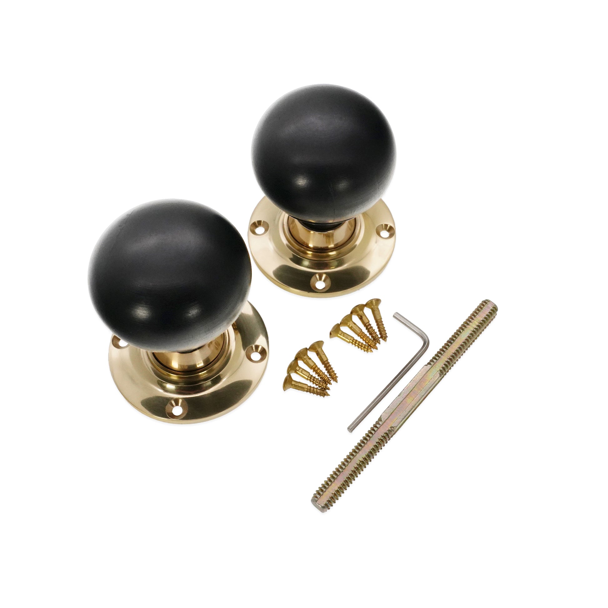 Ebony Bun Door Knob Polished Brass Home Decor