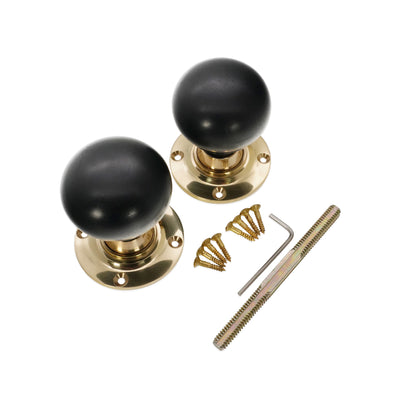 Ebony Bun Door Knob Polished Brass Home Decor