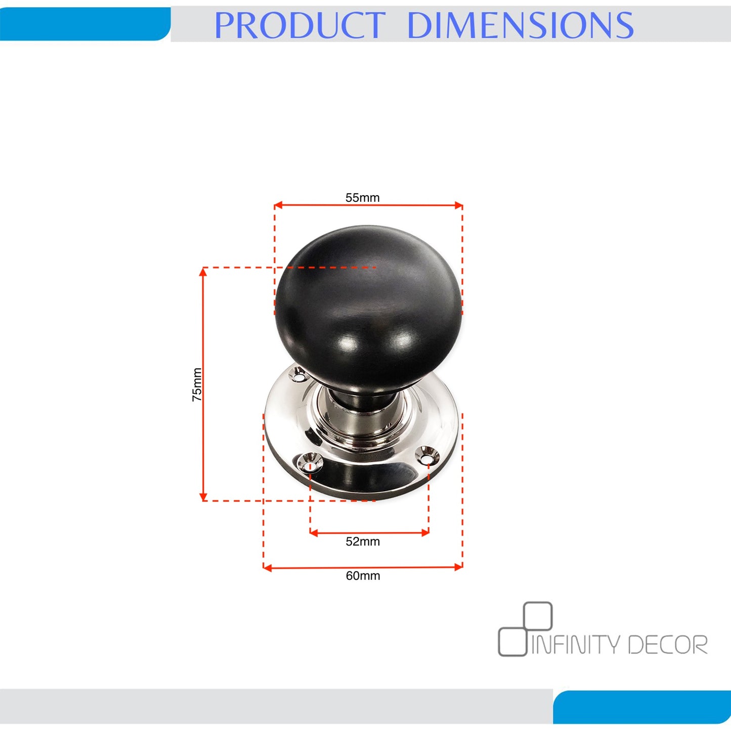 Ebony Bun Door Knob Polished Nickel Home Decor