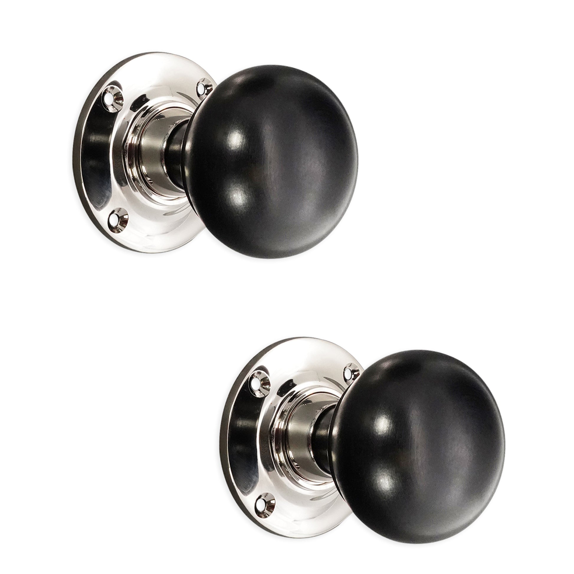 Ebony Bun Door Knob Polished Nickel Home Decor