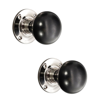 Ebony Bun Door Knob Polished Nickel Home Decor