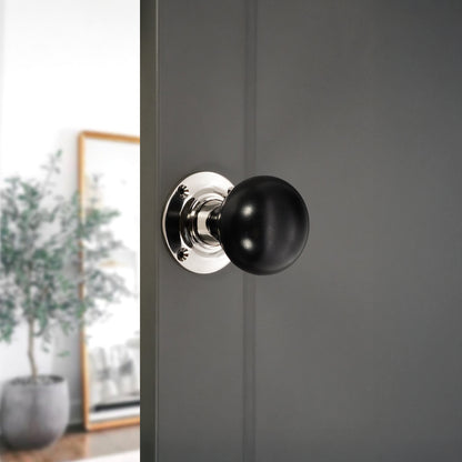Ebony Bun Door Knob Polished Nickel Home Decor
