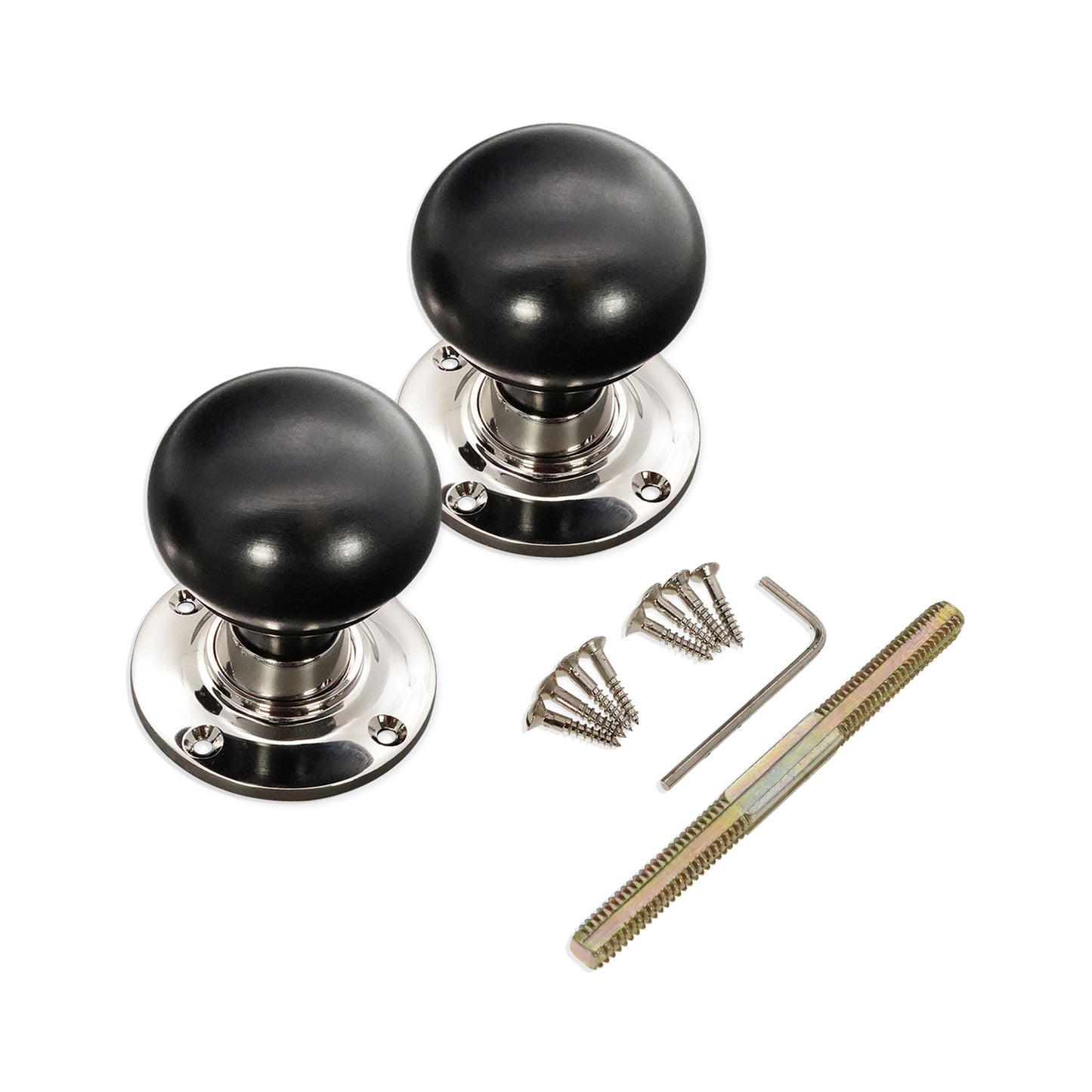 Ebony Bun Door Knob Polished Nickel Home Decor