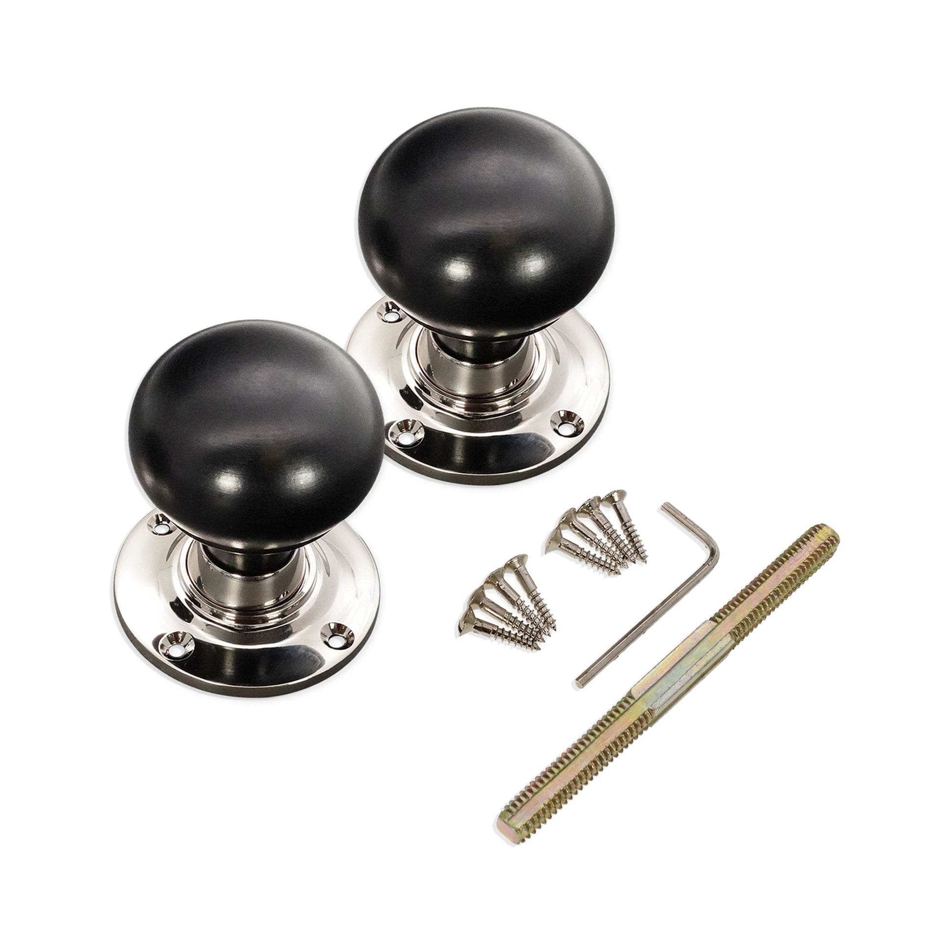 Ebony Bun Door Knob Polished Nickel Home Decor