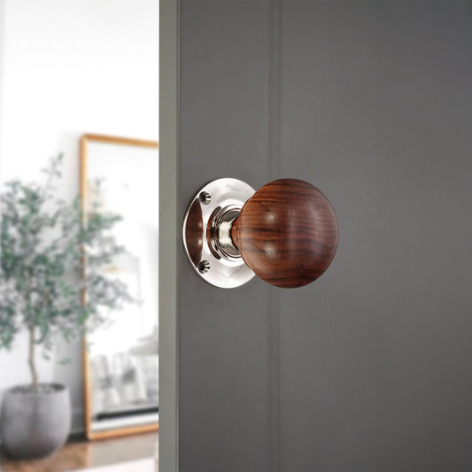 Rosewood Bun Rim/Einstecktürknauf, poliertes Nickel