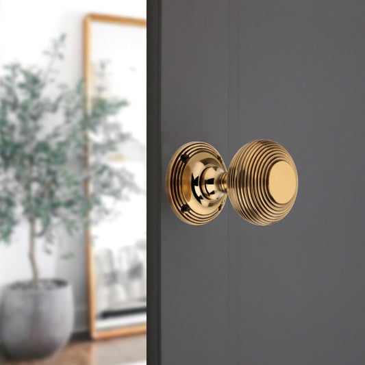 Beehive Mortice Door Knob 55mm Aged Brass