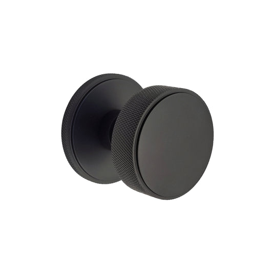 Connaught Knurled Mortice Door Knob Matt Black