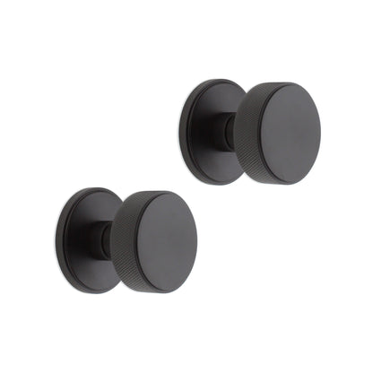 Knurled Mortice Door Knob Matt Black Home Decor