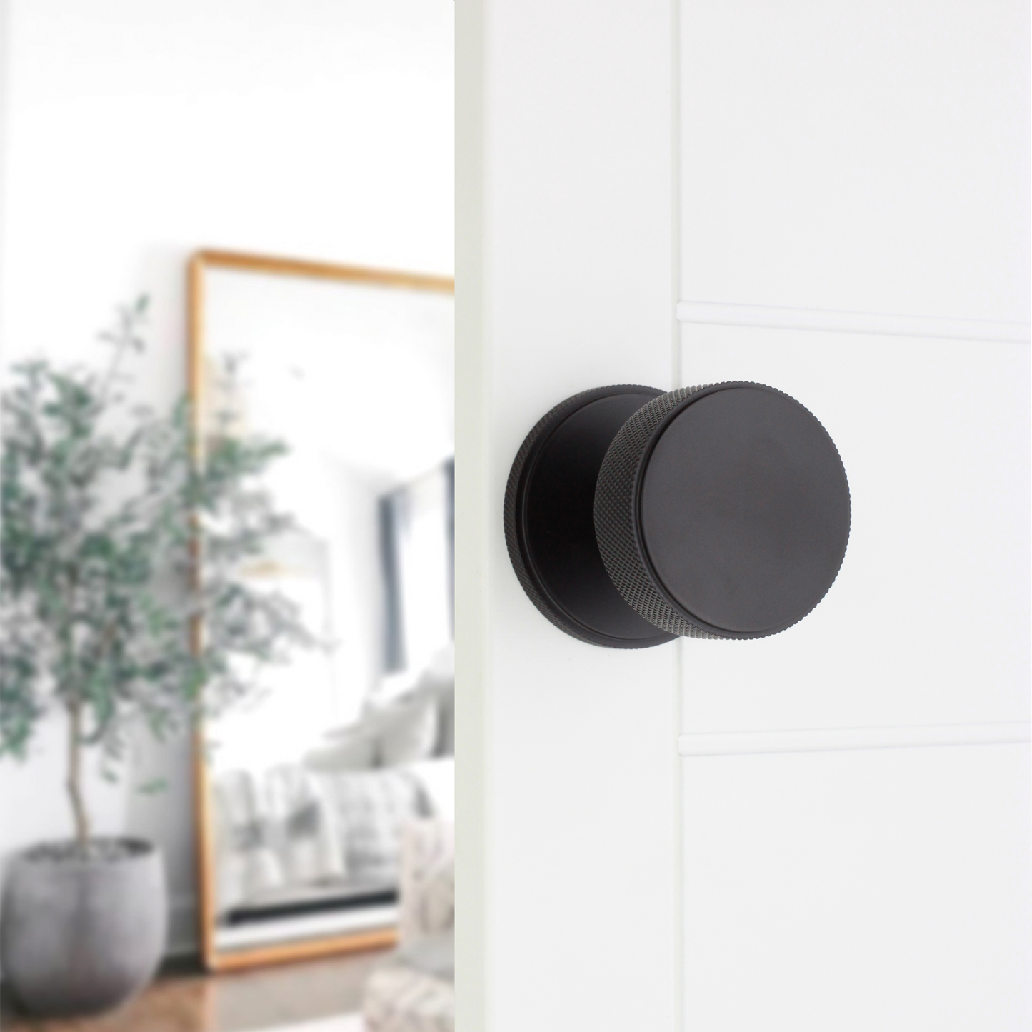 Knurled Mortice Door Knob Matt Black Home Decor