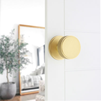 Knurled Mortice Door Knob Satin Brass Home Decor