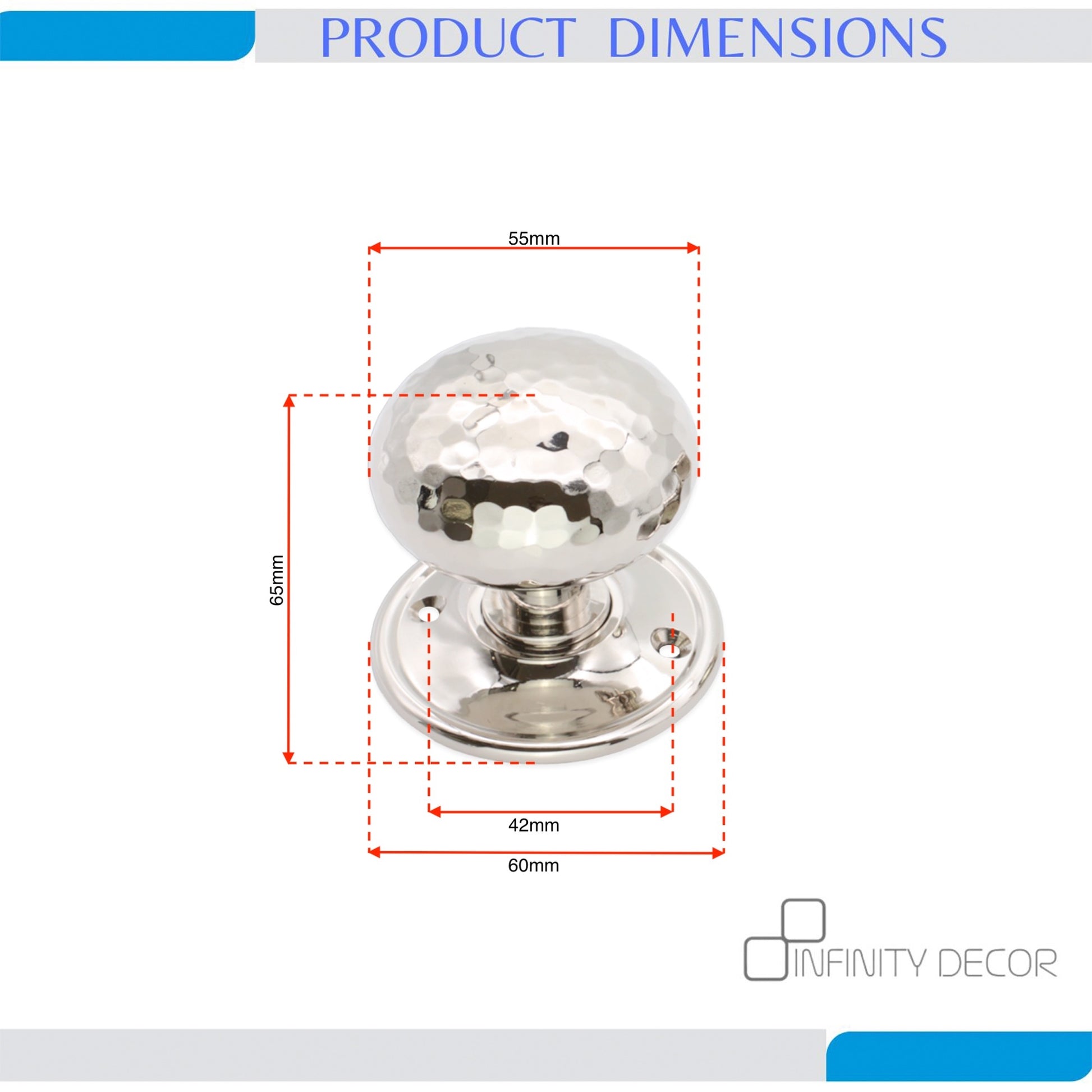 Hammered Rim Door Knob Polished Nickel Home Decor