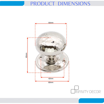 Hammered Rim Door Knob Polished Nickel Home Decor