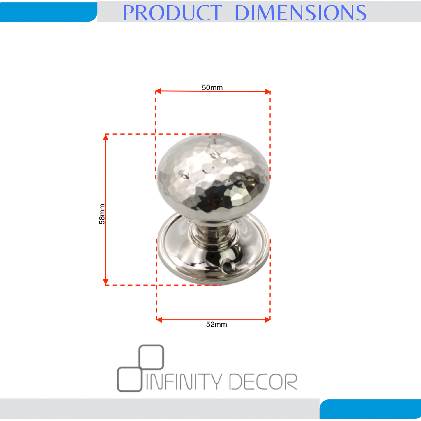Hammered Rim Door Knob Polished Nickel Home Decor