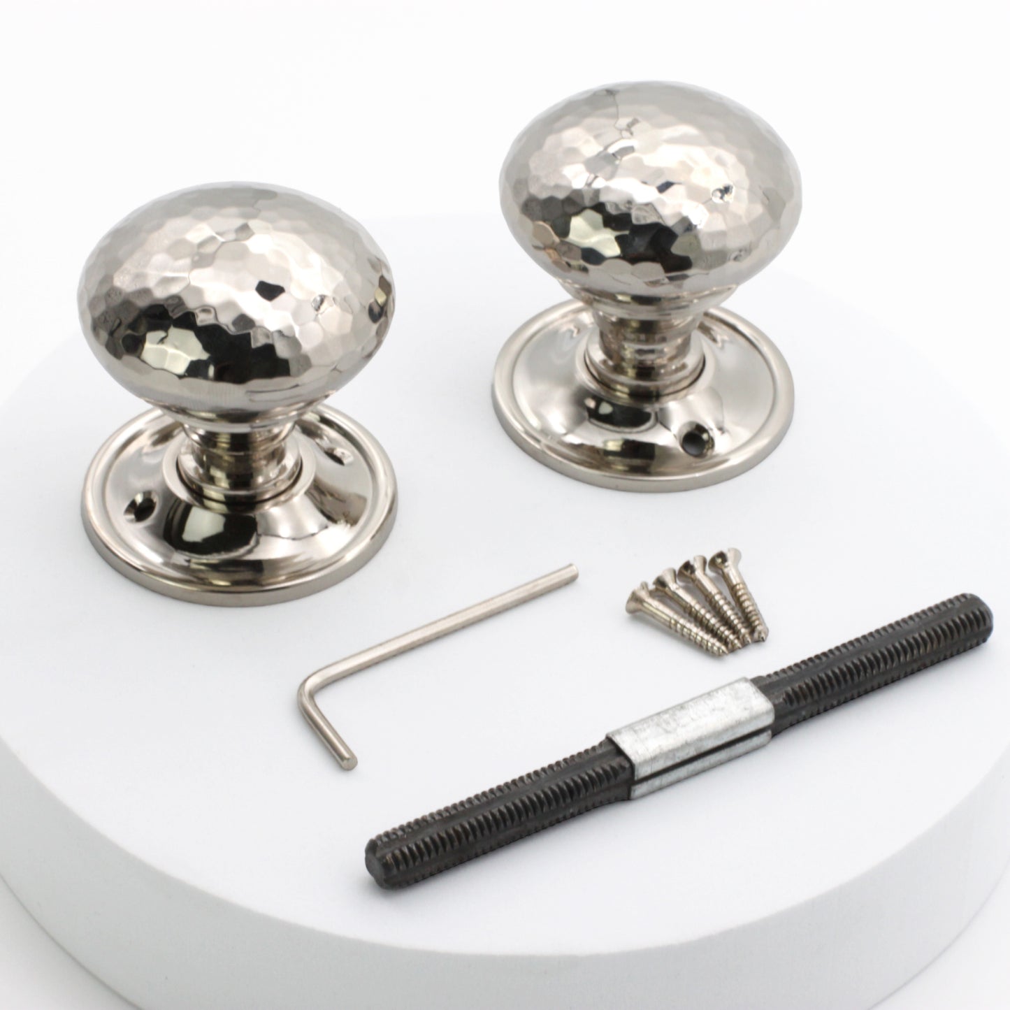 Hammered Rim Door Knob Polished Nickel Home Decor
