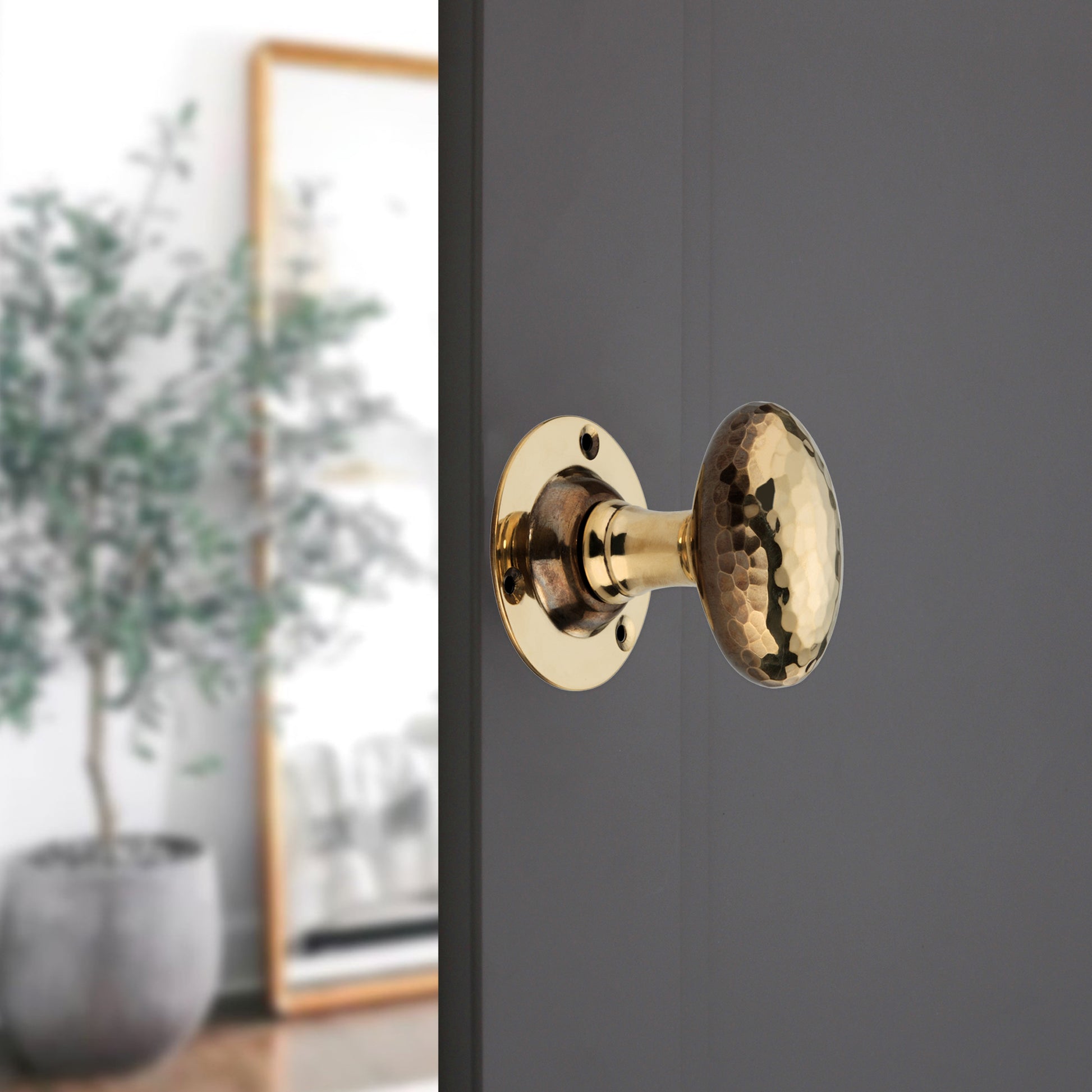 Hammered Oval Mortice Door Knob Aged Brass Home Decor