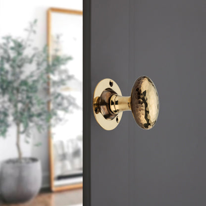 Hammered Oval Mortice Door Knob Aged Brass Home Decor