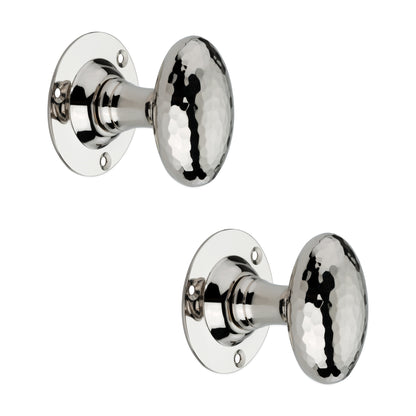 Hammered Oval Mortice Door Knob Polished Nickel Home Decor
