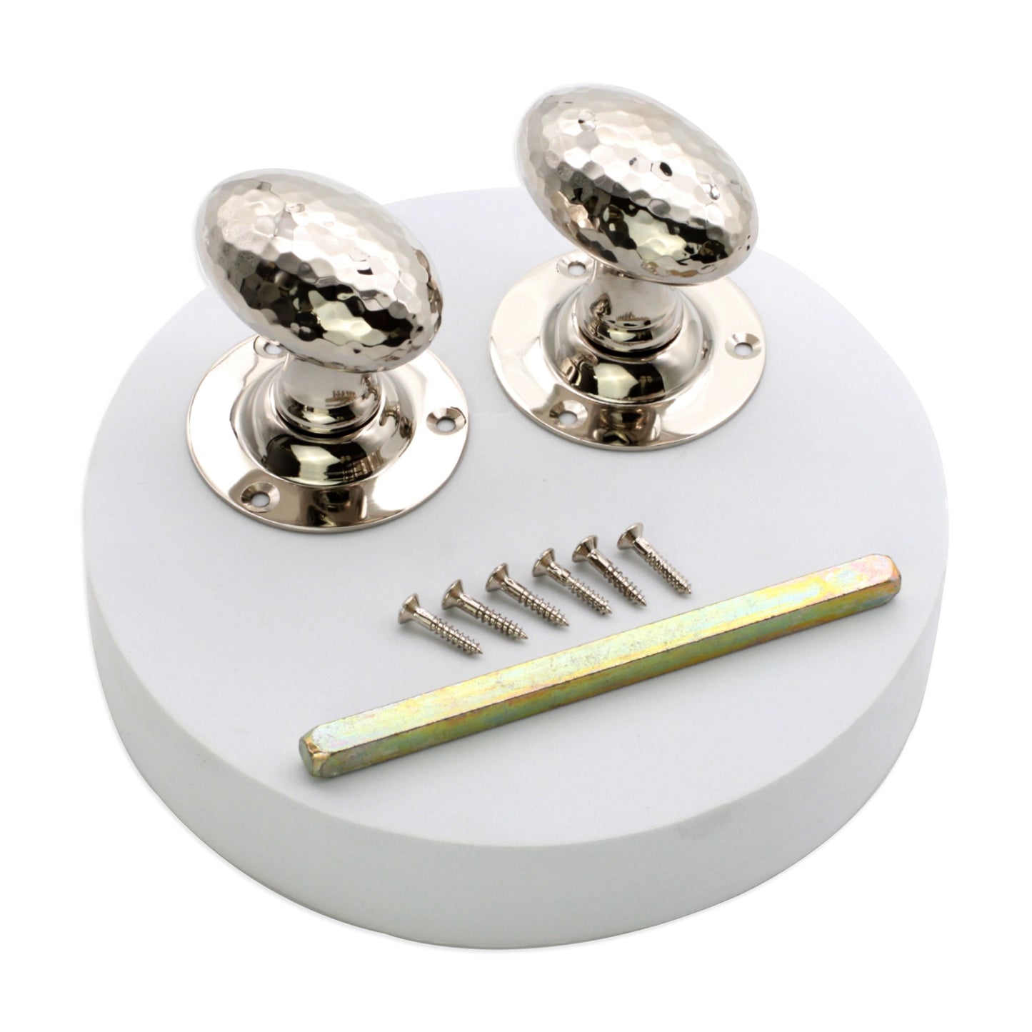 Hammered Oval Mortice Door Knob Polished Nickel Home Decor