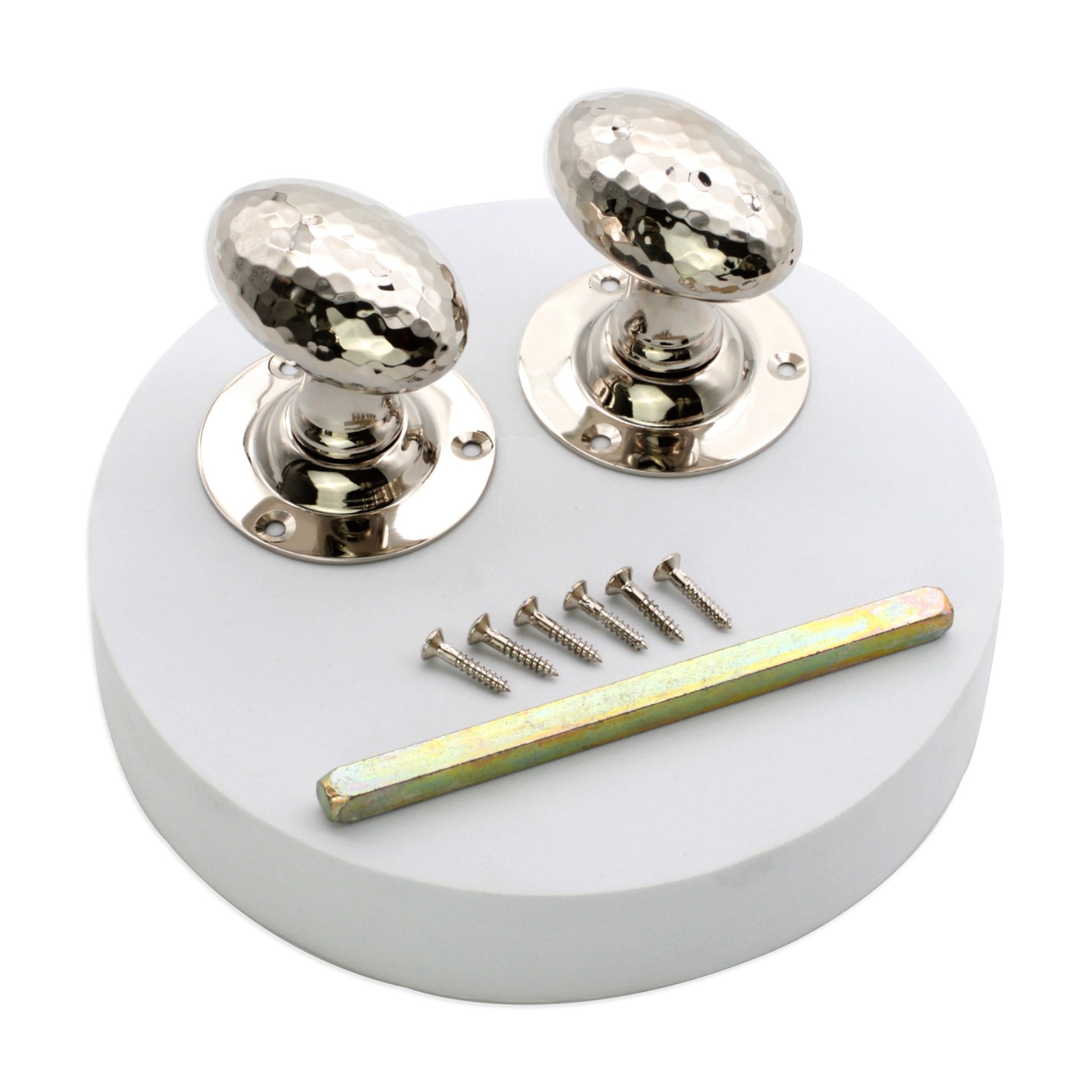 Hammered Oval Mortice Door Knob Polished Nickel Home Decor