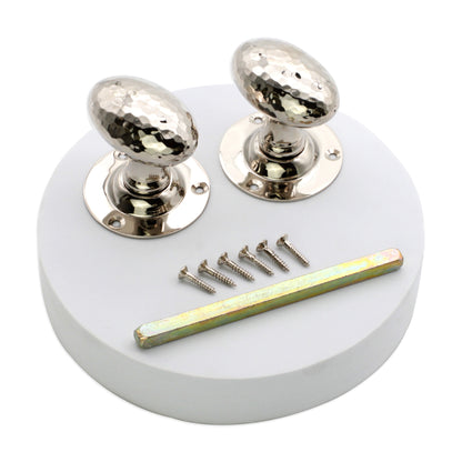 Hammered Oval Mortice Door Knob Polished Nickel Home Decor