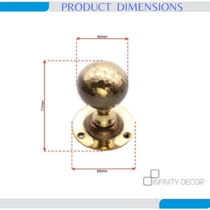 Hammered Ball Mortice Door Knob Aged Brass Home Decor 