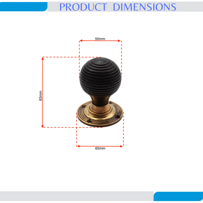 Ebonised Wood Beehive Door Knob Home Decor