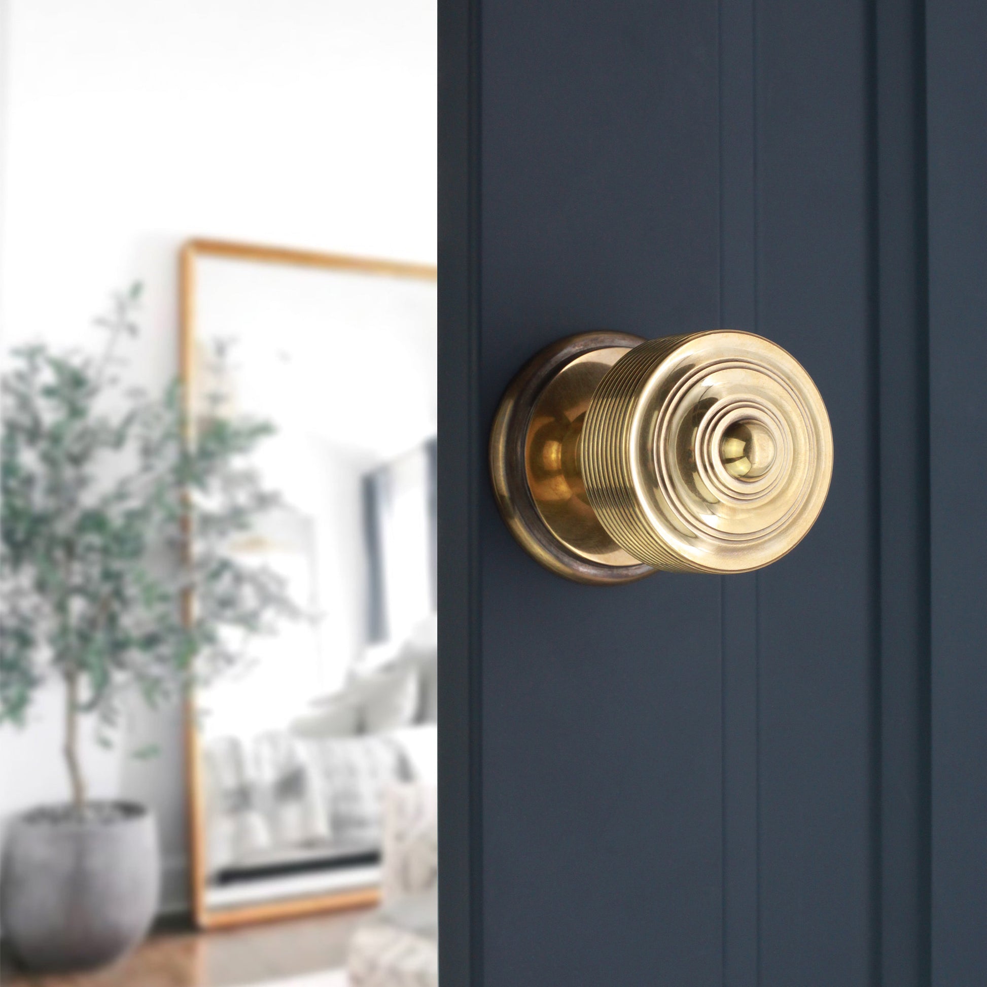 Carter Rim Door Knob Aged Brass Home Decor